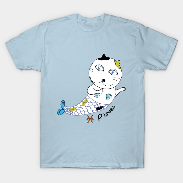 Pisces zodiac funny cat T-Shirt by BonusSingh